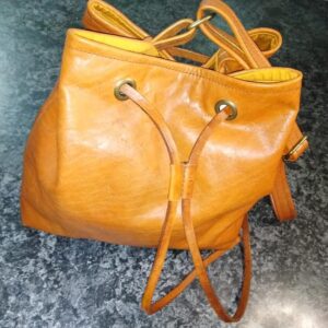 Tan Leather Drawstring ladies bag