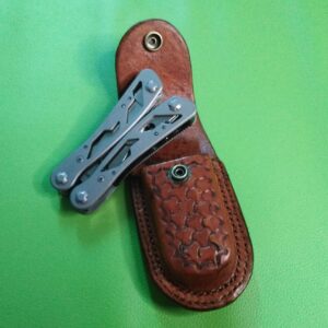 Multi tool hand stitched leather pouch